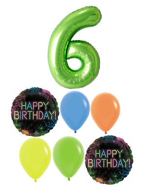 Paintball Lets Glow Pick An Age Green Number Birthday Balloon Bouquet