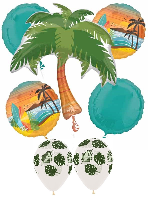 Luau Tropical Palm Tree Beach Party Balloon Bouquet Helium Weight