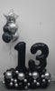 Pick An Age Black Number Balloons Bouquet of 5 Happy Birthday Stand Up
