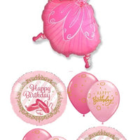 Pink Ballerina Slipper Birthday Balloon Bouquet with Helium and Weight