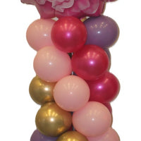 Pink Flower Birthday Balloon Column Tower