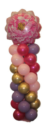 Pink Flower Birthday Balloon Column Tower