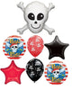 Pirate Party Crossbones Birthday Balloons Bouquet with Helium and Weight