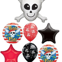 Pirate Party Crossbones Birthday Balloons Bouquet with Helium and Weight