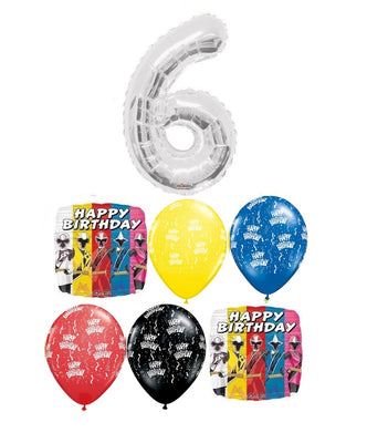 Power Rangers Pick An Age Silver Number Birthday Balloons Bouquet