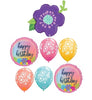 Purple Flower Birthday Balloon Bouquet with Helium Weight