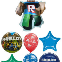 Roblox Walking Space Birthday Balloons Bouquet with Helium and Weight