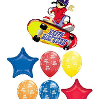 Sports Skateboard Dude Birthday Balloon Bouquet with Helium and Weight