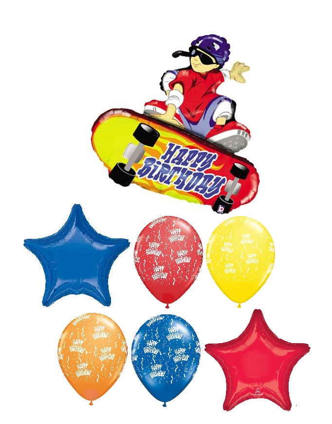 Sports Skateboard Dude Birthday Balloon Bouquet with Helium and Weight