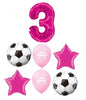 Soccer Balls Pick An Age Pink Number Birthday Balloon Bouquet