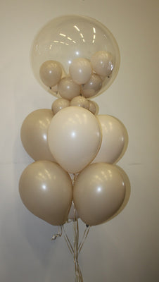 Gumball Cream White Sand Balloon Bouquet of 7 with Helium Weight