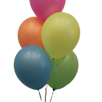 Solid Colour Neon Balloon Bouquet of 5 with Helium and Weight