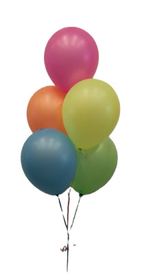 Solid Colour Neon Balloon Bouquet of 5 with Helium and Weight