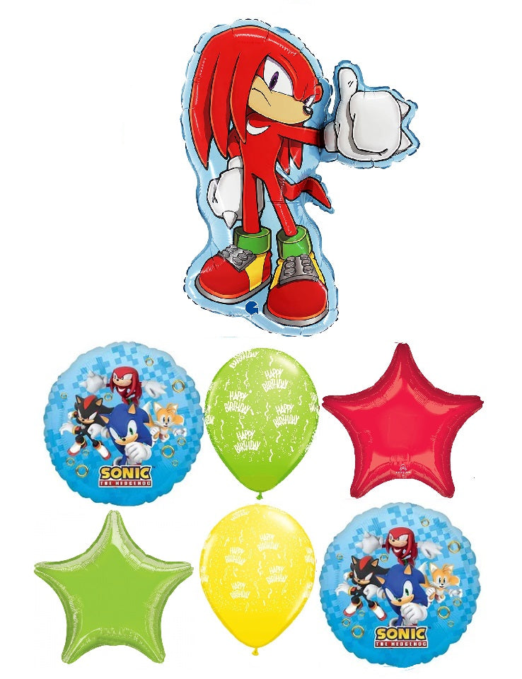 Sonic The Hedgehog Knuckles Birthday Balloons Bouquet Helium Weight