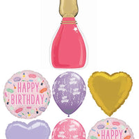 Spa Party Nail Polish Happy Birthday Balloon Bouquet with Helium Weight