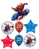 Spider Man City Happy Birthday Balloons Bouquet with Helium and Weight