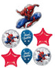 Spider Man City Happy Birthday Balloons Bouquet with Helium and Weight