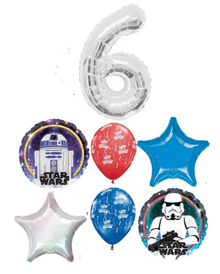 Star Wars Birthday Pick An Age Silver Number Balloon Boiuquet