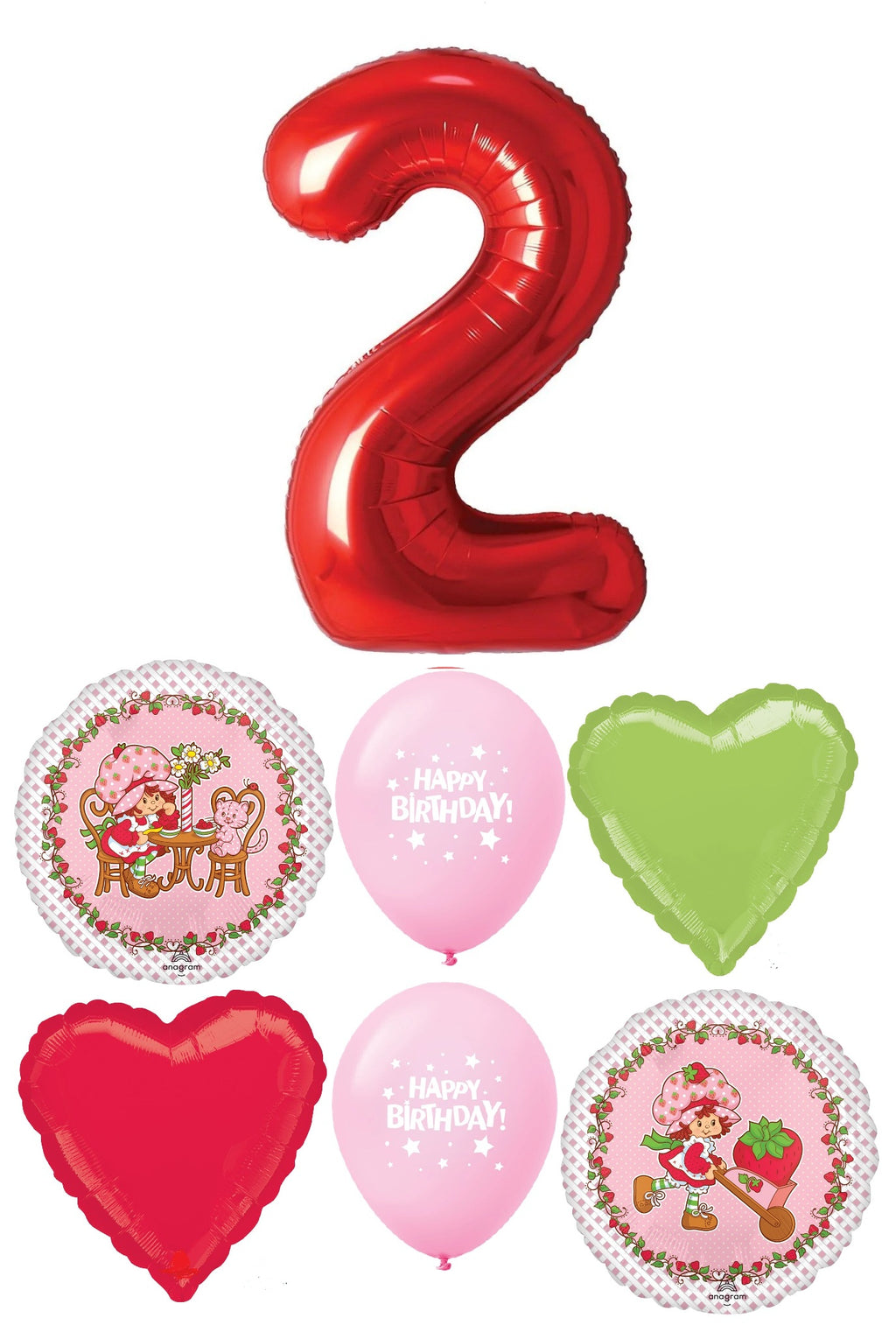 Strawberry Shortcake Birthday Pick An Age Red Number Balloons Bouquet