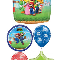 Super Mario Brothers Star Birthday Balloon Bouquet with Helium Weight