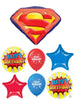 Superman Emblem Birthday Balloon Bouquet with Helium and Weight