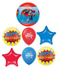 Superman Orbz Happy Birthday Balloons Bouquet with Helium Weight
