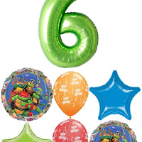 Teenage Mutant Ninja Turltes Birthday Green Number Age Balloon Bouquet
