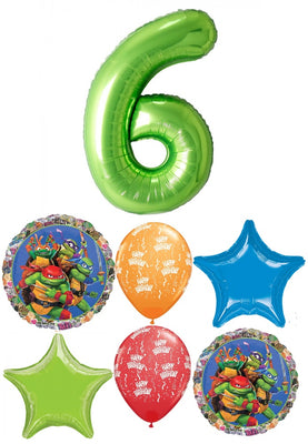 Teenage Mutant Ninja Turltes Birthday Green Number Age Balloon Bouquet