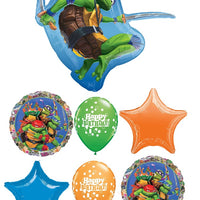 Teenage Mutant Ninja Turtles Star Birthday Balloon Bouquet with Helium Weight