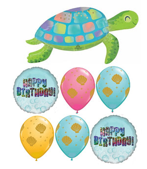 Under the Sea Turtle Creatures Birthday Balloon Bouquet Helium Weight