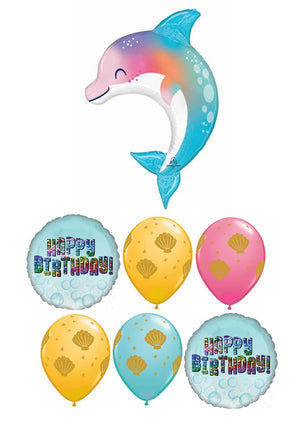 Under the Sea Creatures Dolphin Birthday Balloon Bouquet Helium Weight