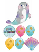 Under the Sea Creatures Seal Birthday Balloons Bouquet Helium Weight