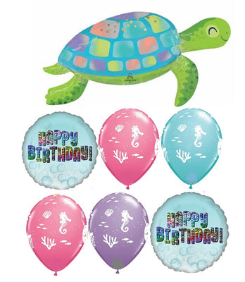 Under the Sea Turtle Creatures Fish Birthday Balloons Helium Weight