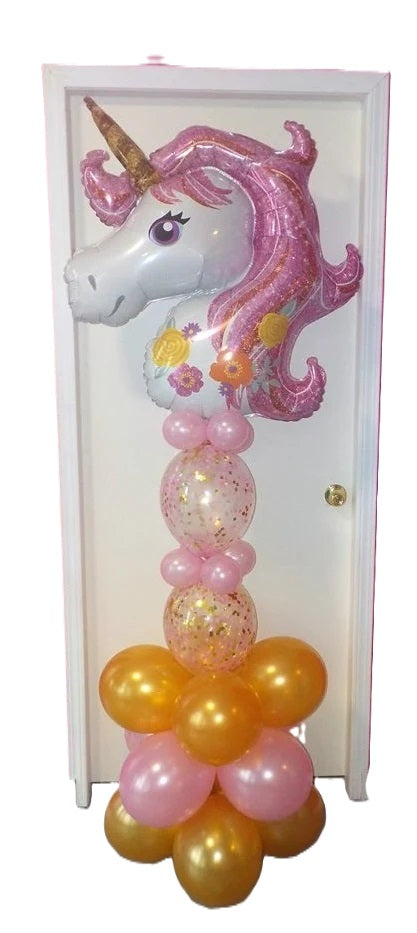 Unicorn Birthday Pink Confetti Balloons Stand Up Decoration