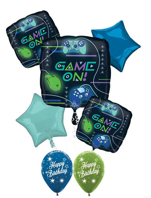 Video Game On Birthday Balloons Bouquet with Helium and Weight