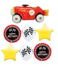 Vintage Race Car Checkered Flag Birthday Balloon Bouquet Helium Weight