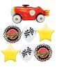 Vintage Race Car Checked Happy Birthday Balloon Bouquet Helium Weight