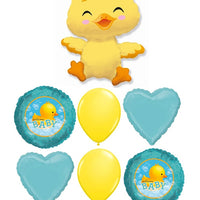 Welcome Baby Duck Balloons Bouquet with Helium and Weight