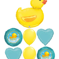 Welcome Baby Yellow Duck Balloons Bouquet with Helium and Weight