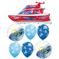 Yacht Ship Boat Nautical  Birthday Balloons Bouquet with Helium Weight