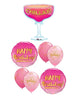 Alcohol Chillax Pink Cocktail Birthday Balloon Bouquet with Helium Weight