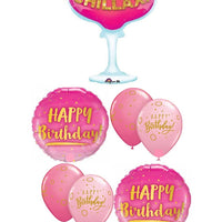 Alcohol Chillax Pink Cocktail Birthday Balloon Bouquet with Helium Weight