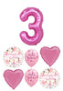 Birthday Ballerina Girl Hearts Pick an Age Pink Number Balloon Bouquet