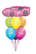 Babie Roadster Car Birthday Cake Balloon Bouquet with Helium and Weight