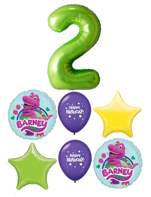 Barney Birthday Pick An Age Green Number Balloons Bouquet with Helium