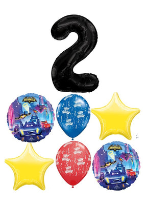 Batman Batwheels Birthday Pick An Age Black Numbers Balloon Bouquet