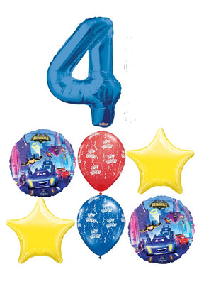 Batman Batwheels Birthday Pick An Age Blue Number Balloon Bouquet