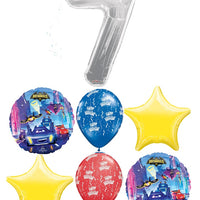 Batman Batwheels Birthday Pick An Age Silver Number Balloon Bouquet