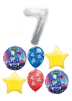 Batman Batwheels Birthday Pick An Age Silver Number Balloon Bouquet