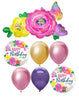 Beautiful Flowers and Butterfly Birthday Balloons Bouquet with Helium Weight